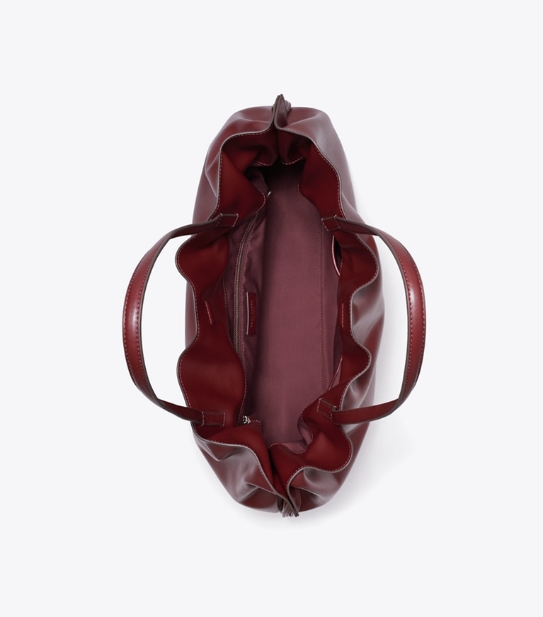 Tory Burch designer borse shopping Shopping con coulisse Ella natuura™ in Merlot superiore
