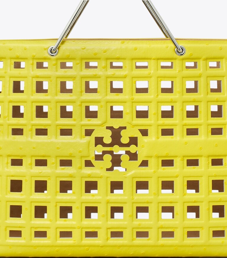 Tory Burch designer borse shopping Shopping Ella a rilievo in Yellow Daisy angle