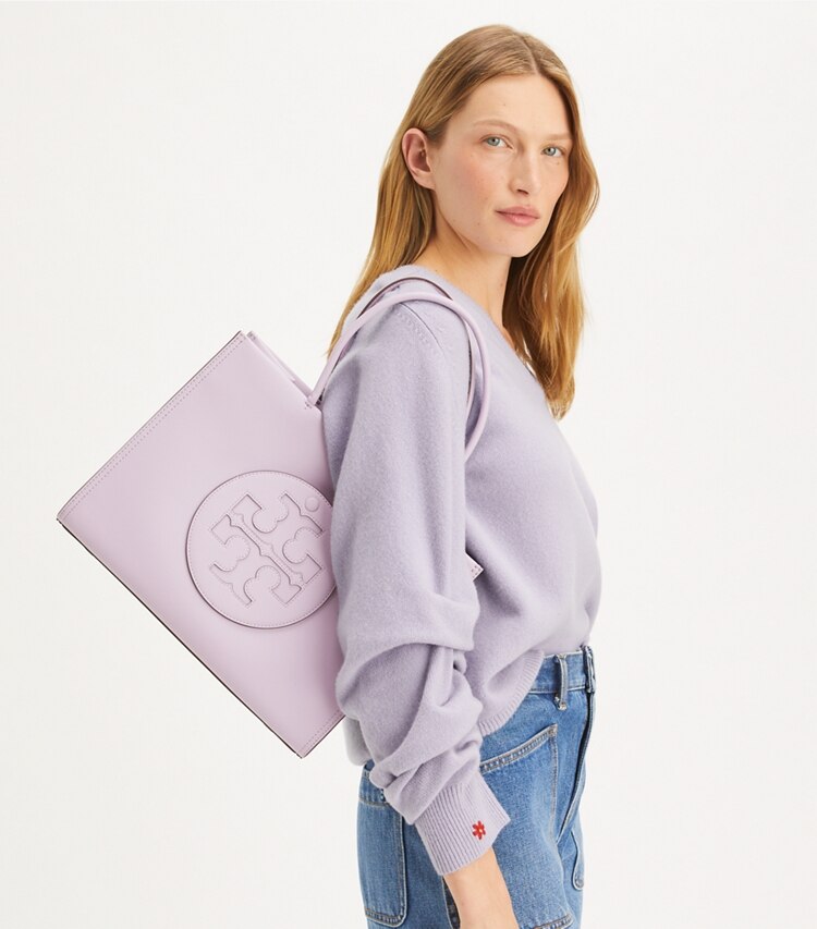 Tory Burch designer borse shopping Shopping Ella Bio piccola in Purple Heather accessory on model