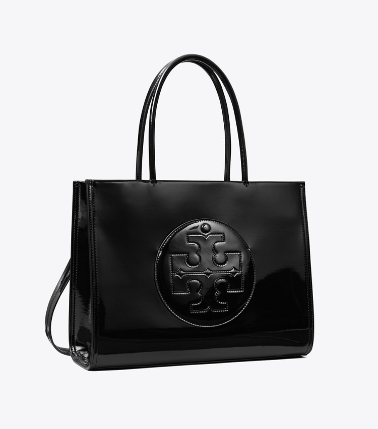 Tory Burch designer borse shopping Shopping Ella Bio piccola in pelle verniciata in Black angle