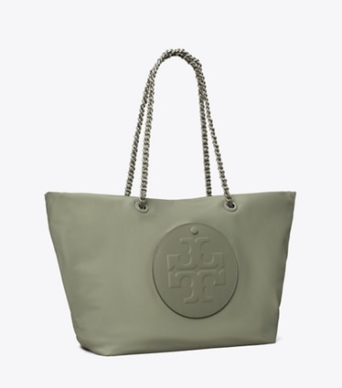 Tory Burch designer borse shopping Shopping Ella con catena in Stone angle