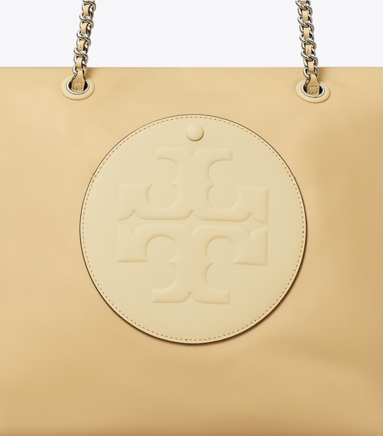 Tory Burch designer borse shopping Shopping Ella con catena in Praline dettaglio