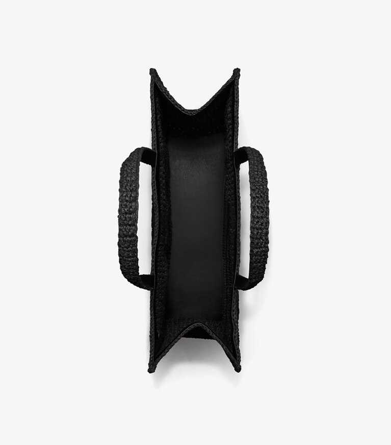 Tory Burch designer borse shopping Shopping Ella grande lavorata a mano a uncinetto in Black angle