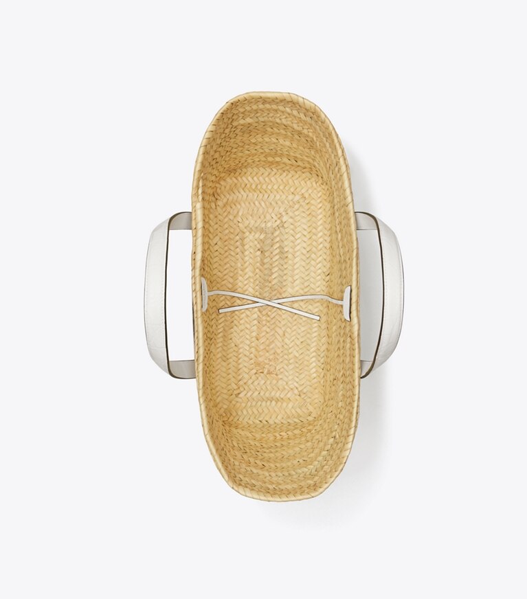 Tory Burch designer borse shopping Shopping Ella in paglia a cesto in Blanc angle