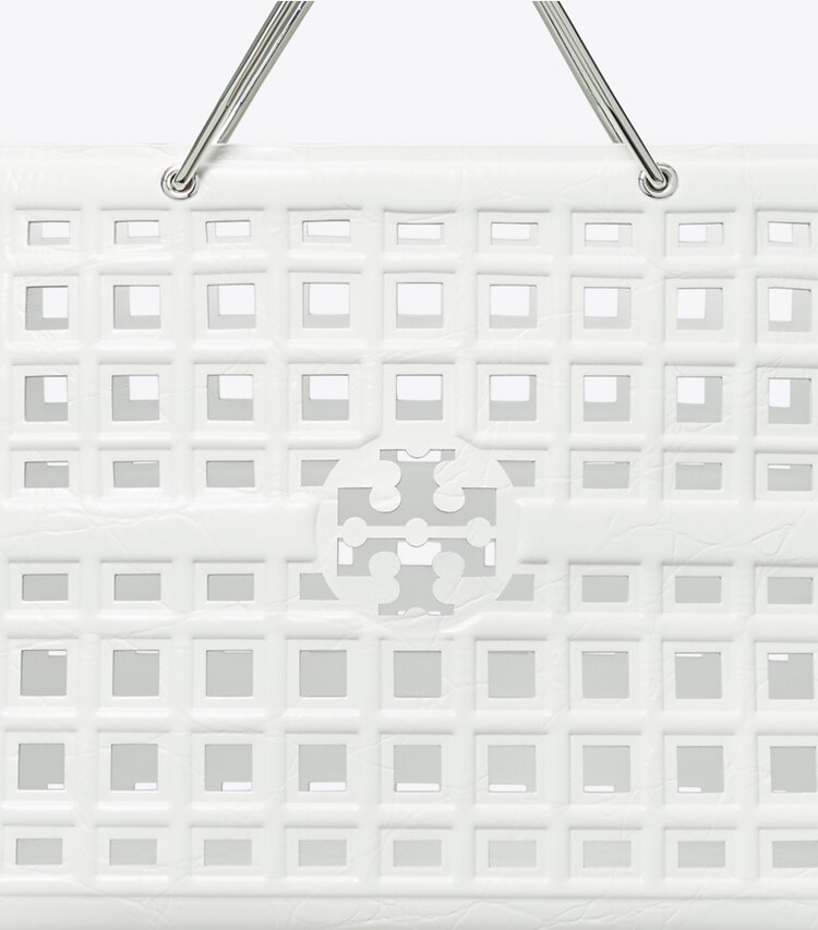 Tory Burch designer borse shopping Shopping Ella in pelle a rilievo effetto coccodrillo in Blanc dettaglio