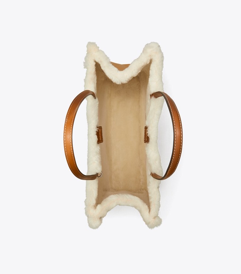 Tory Burch designer borse shopping Shopping Ella in shearling in LIGHT NATURAL / Brown angle