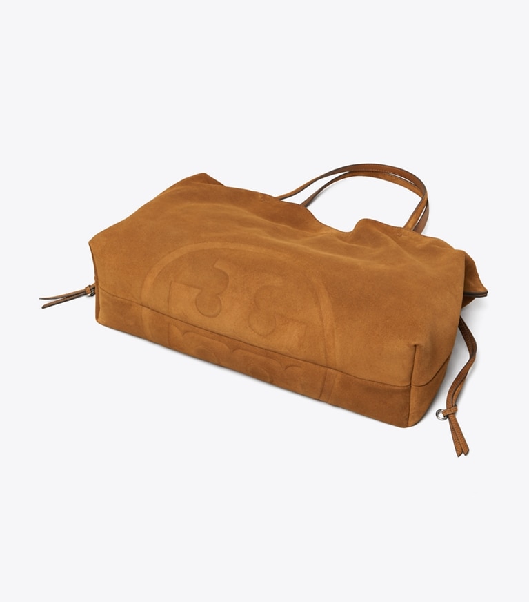 Tory Burch designer borse shopping Shopping Ella in suede con coulisse in Caramel additional