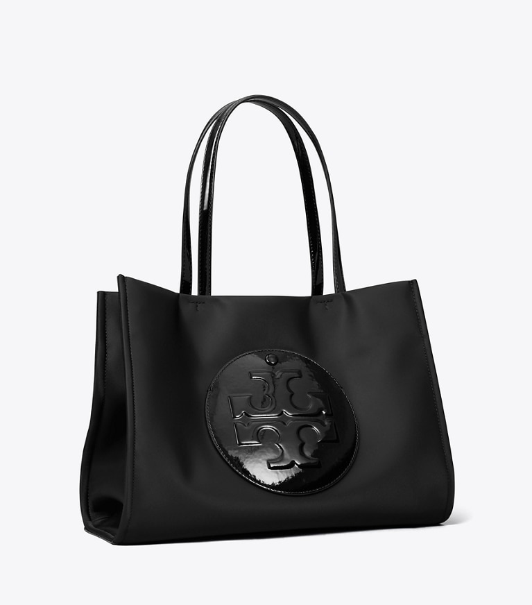 Tory Burch designer borse shopping Shopping Ella piccola in pelle verniciata in Black angle