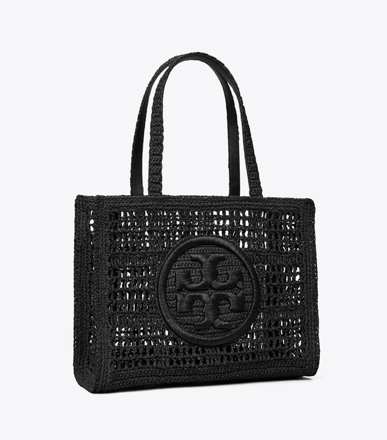 Tory Burch designer borse shopping Shopping Ella piccola lavorata a mano a uncinetto in Black angle