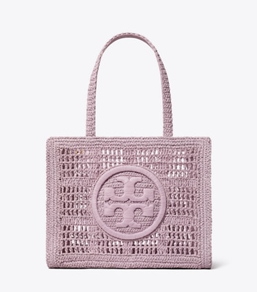 Tory Burch designer borse shopping Shopping Ella piccola lavorata a mano a uncinetto in Pale Purple front