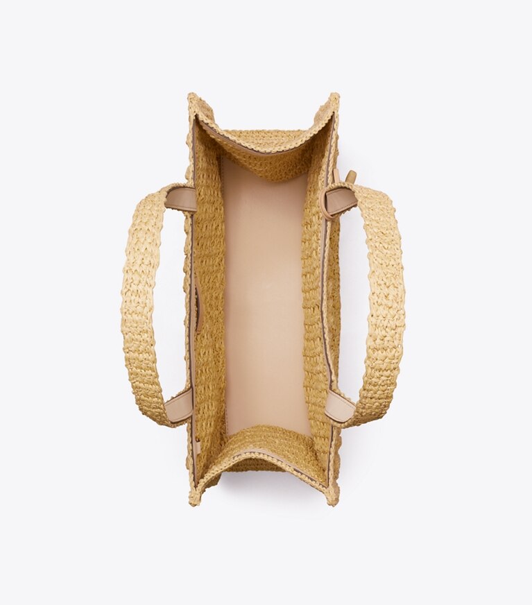 Tory Burch designer borse shopping Shopping Ella Popcorn piccola lavorata a mano all’uncinetto in Natural superiore