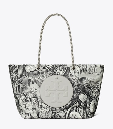 Tory Burch designer borse shopping Shopping Ella stampata con catena in Alien Print front
