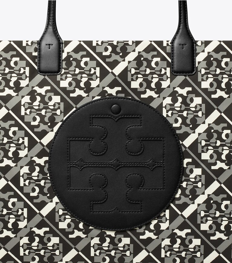 Tory Burch designer borse shopping Shopping Ella stampata in Prismatic Logo angle