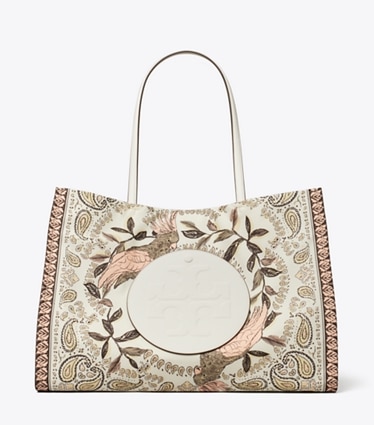 Tory Burch designer borse shopping Shopping Ella stampata in Pink Cockatoo front