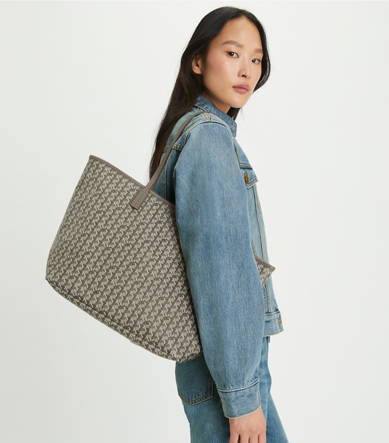 Tory Burch designer borse shopping Shopping Ever-Ready con zip in Zinc angle