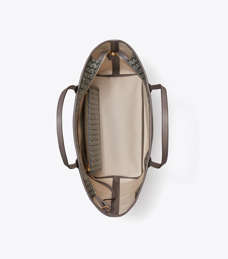 Tory Burch designer borse shopping Shopping Ever-Ready con zip in Zinc angle