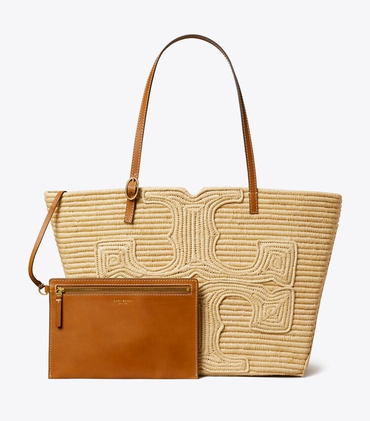 Tory Burch designer borse shopping Shopping grande Ella strutturata in paglia in Natural dettaglio