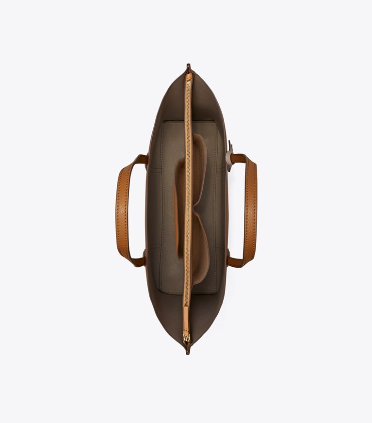 Tory Burch designer borse shopping Shopping Perry a tre scomparti in Light Umber angle