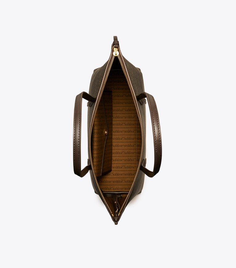 Tory Burch designer borse shopping Shopping Perry piccola in tela rivestita in French Press angle