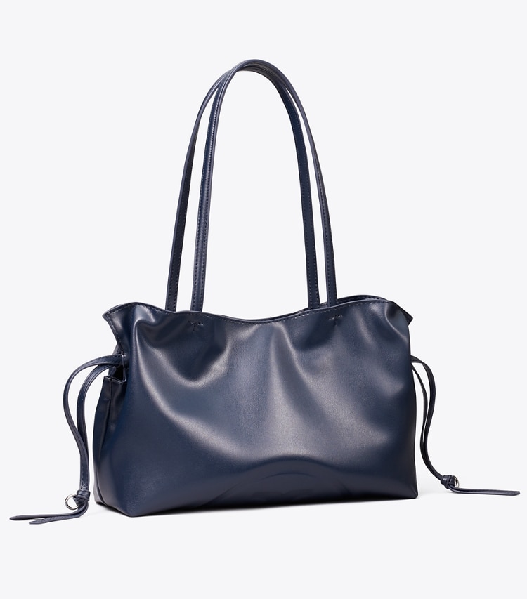 Tory Burch designer borse shopping Shopping piccola con coulisse Ella natuura™ in New Navy angle
