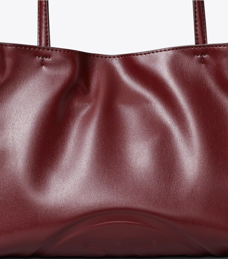 Tory Burch designer borse shopping Shopping piccola con coulisse Ella natuura™ in Merlot dettaglio