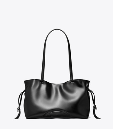 Tory Burch designer borse shopping Shopping piccola con coulisse Ella natuura™ in Black front