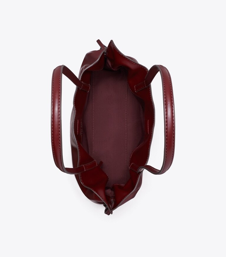 Tory Burch designer borse shopping Shopping piccola con coulisse Ella natuura™ in Merlot superiore