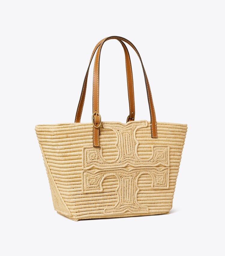 Tory Burch designer borse shopping Shopping piccola Ella in rafia strutturata in Natural angle