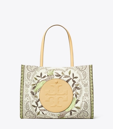 Tory Burch designer borse shopping Shopping piccola Ella stampata in Mint Cockatoo front