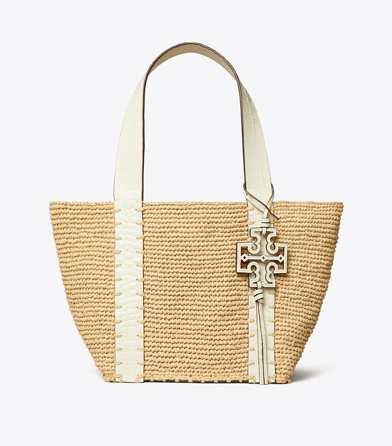 Tory Burch designer borse shopping Shopping piccola in paglia in Natural / Warm White angle