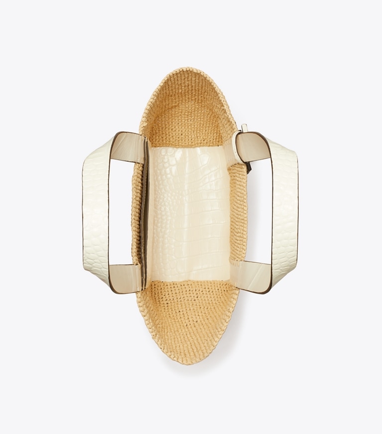 Tory Burch designer borse shopping Shopping piccola in paglia in Natural / Warm White angle