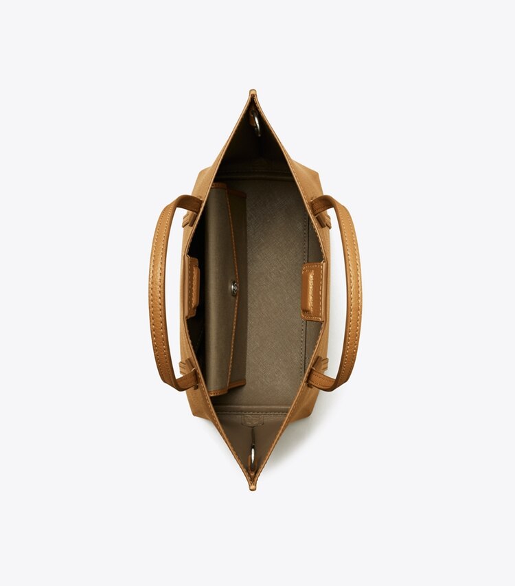 Tory Burch designer borse shopping Shopping piccola Perry con zip in Autumn Brown superiore