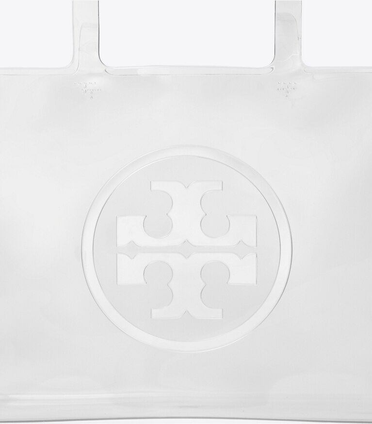 Tory Burch designer borse shopping Shopping piccola trasparente Ella in Crystal Clear dettaglio