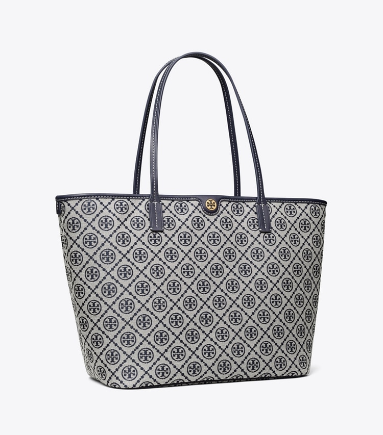Tory Burch designer borse shopping Shopping T Monogram con zip in Tory Navy angle