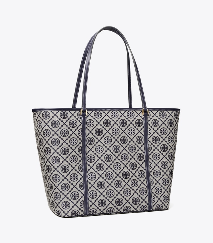 Tory Burch designer borse shopping Shopping T Monogram con zip in Tory Navy angle
