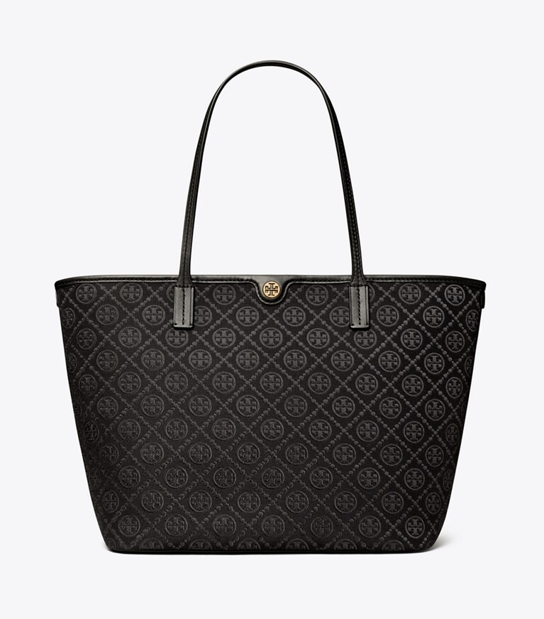 Tory Burch designer borse shopping Shopping T Monogram con zip in Black angle
