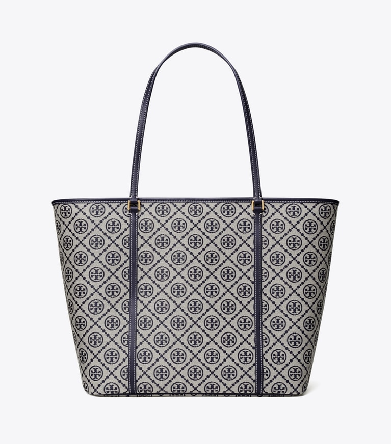 Tory Burch designer borse shopping Shopping T Monogram con zip in Tory Navy front