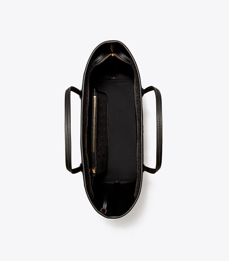 Tory Burch designer borse shopping Shopping T Monogram con zip in Black angle