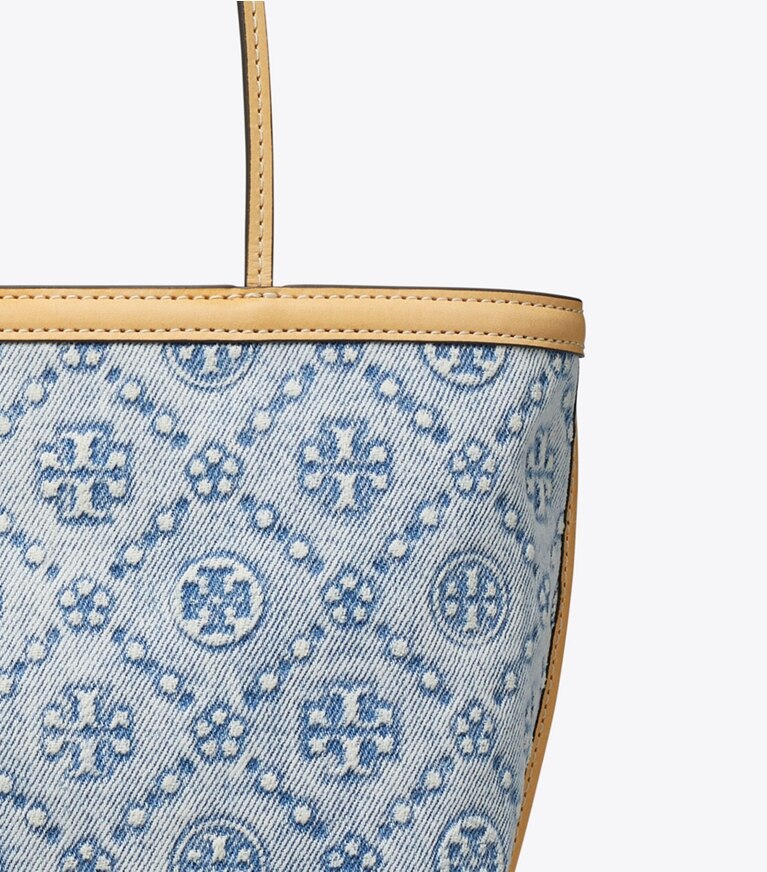 Tory Burch designer borse shopping Shopping T Monogram in denim in Powder Blue angle