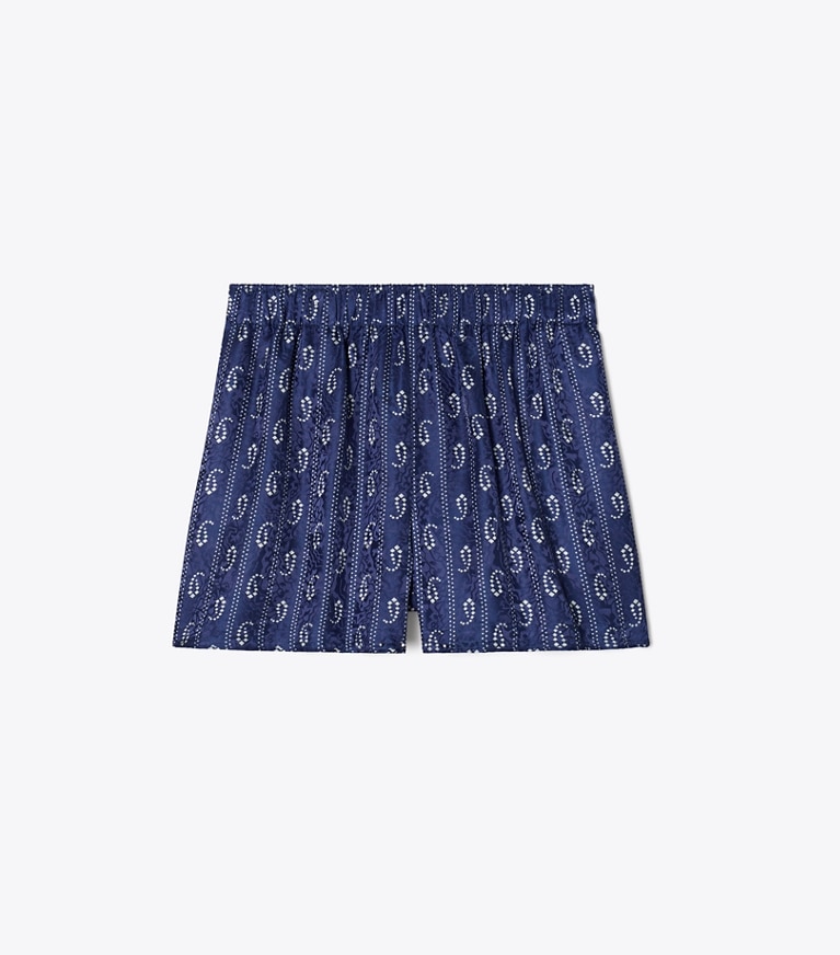 Tory Burch designer paréos Short Camp in Blue Paisley front