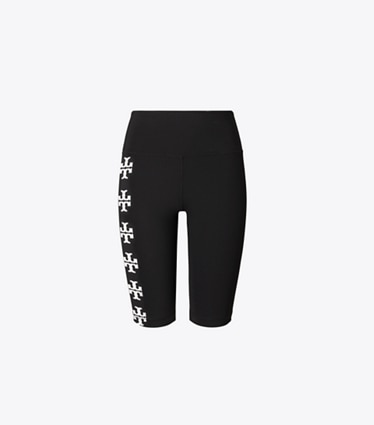Tory Sport designer bas Short cycliste à logo T in Black T Logo Row front