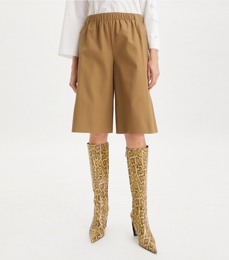 Tory Burch designer bas Short en laine in Dark Sandalwood front