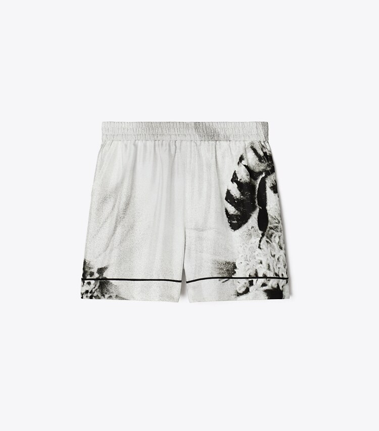 Tory Burch designer paréos Short en soie in Gray Bee front