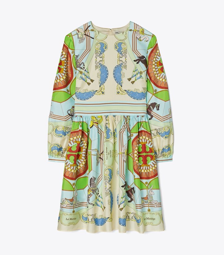 Short Printed Silk Dress: Women's Designer Dresses | Tory Burch