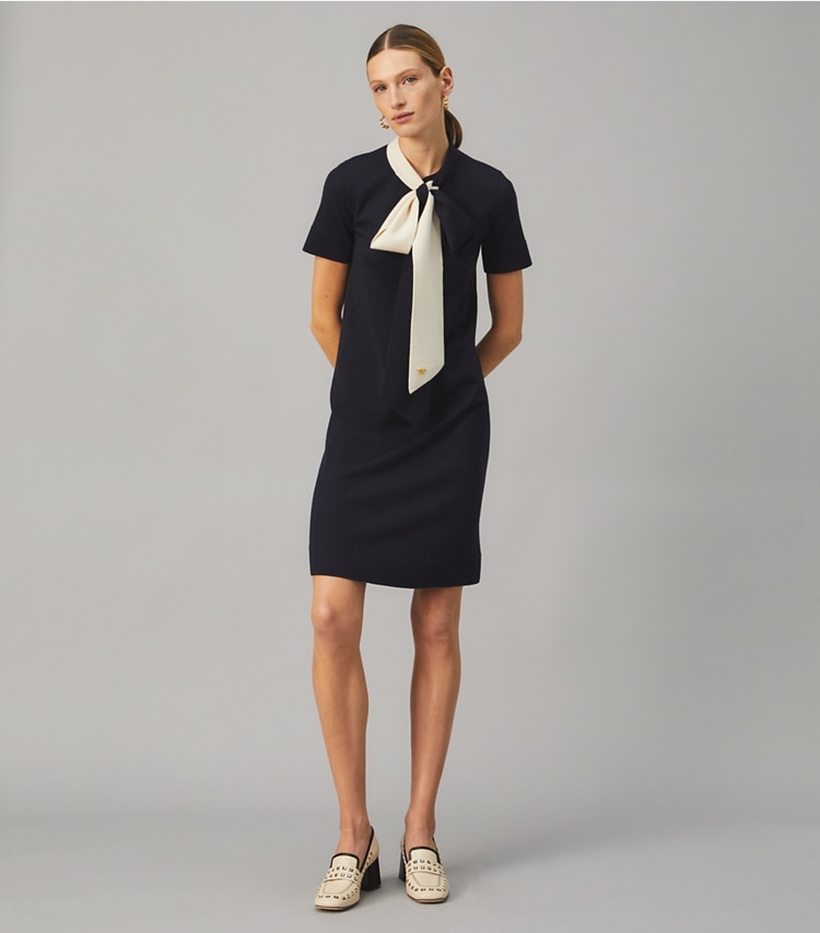 Short Sleeve Bow Sweater Dress: Women's Designer Dresses | Tory Burch
