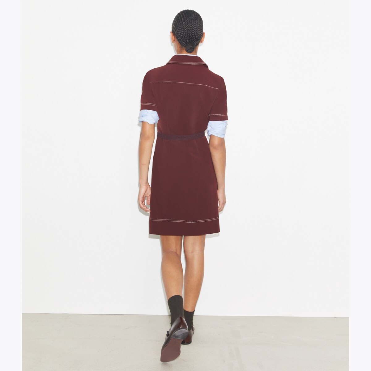 Short-Sleeve Pick Stitch Golf Dress: Women's Designer Dresses