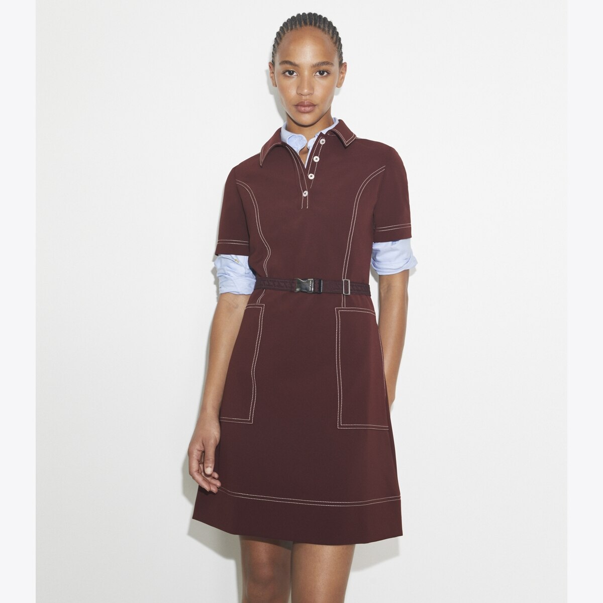 Short-Sleeve Pick Stitch Golf Dress: Women's Designer