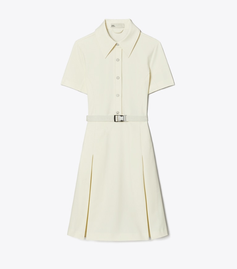 Tory Burch designer dresses Short-Sleeve Pleated Golf Dress in NEW IVORY front