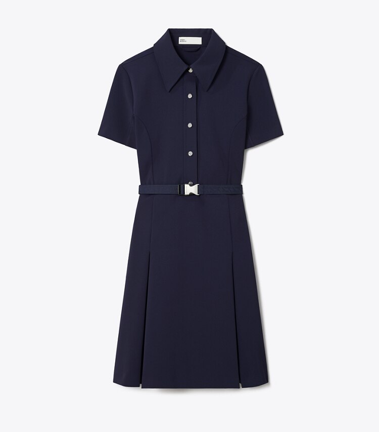 Tory Burch designer dresses Short-Sleeve Pleated Golf Dress in Tory Navy front