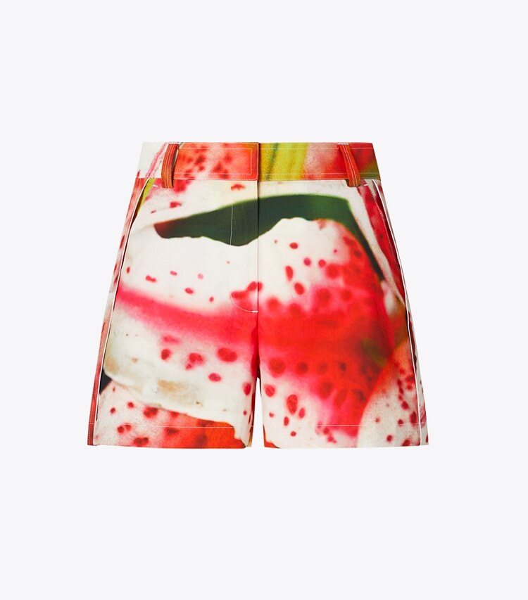 Tory Burch designer copricostume Shorts Camp in twill in Pink Lily front